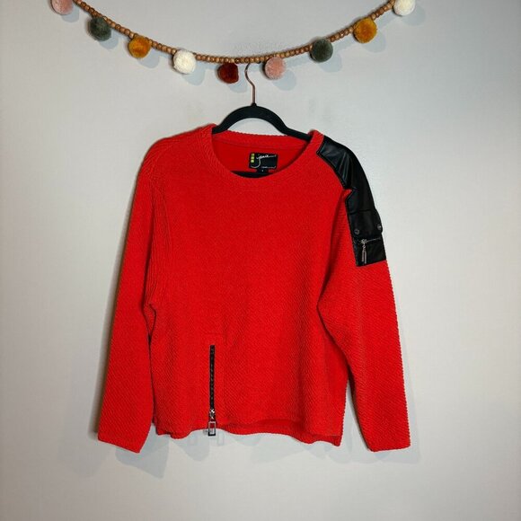 Jamie Sadock faux leather zipper art golf pullover - Picture 1 of 4